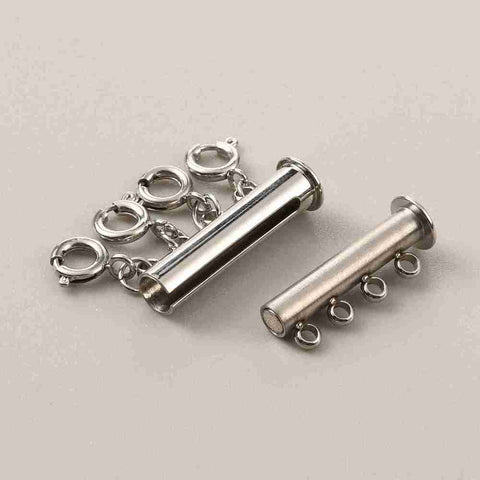 304 Stainless Steel Slide Lock Clasps, Peyote Clasps, with Spring Clasps and Loops, Tube 304 Stainless Steel Slide Lock Clasps, Peyote Clasps, with Spring Clasps and Loops, Tube