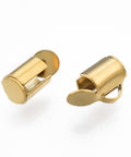 6x6x4mm 304 Stainless Steel Slide On End Clasp Tubes, Slider End Caps, Golden 304 Stainless Steel Slide On End Clasp Tubes, Slider End Caps, Golden