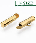 304 Stainless Steel Slide On End Clasp Tubes, Slider End Caps, Golden 304 Stainless Steel Slide On End Clasp Tubes, Slider End Caps, Golden