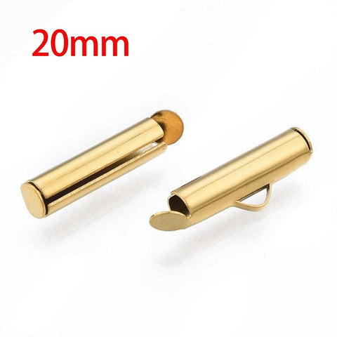 6x20x4mm Hole 3mm 304 Stainless Steel Slide On End Clasp Tubes, Slider End Caps, Ion Plated Golden 304 Stainless Steel Slide-On End Clasp Tubes – Slider End Caps, Ion Plated Golden, Jewelry Findings