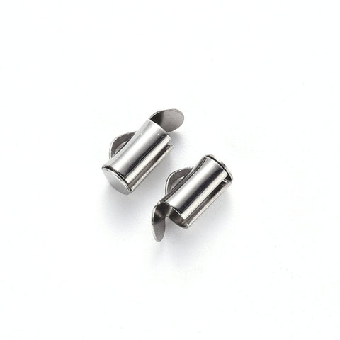6x6x4mm 304 Stainless Steel Slide On End Clasp Tubes, Slider End Caps, Stainless Steel Color 304 Stainless Steel Slide On End Clasp Tubes, Slider End Caps, Stainless Steel Color