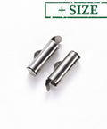 304 Stainless Steel Slide On End Clasp Tubes, Slider End Caps, Stainless Steel Color 304 Stainless Steel Slide On End Clasp Tubes, Slider End Caps, Stainless Steel Color