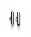 6x16x4mm 304 Stainless Steel Slide On End Clasp Tubes, Slider End Caps, Stainless Steel Color 304 Stainless Steel Slide On End Clasp Tubes, Slider End Caps, Stainless Steel Color