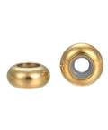 GOLDEN (VACUM PLATED) 304 Stainless Steel Slider Beads – Rondelle with Rubber Core, 6x3mm, Hole: 3mm 304 Stainless Steel Slider Beads – Rondelle with Rubber Core, 6x3mm, Hole: 3mm