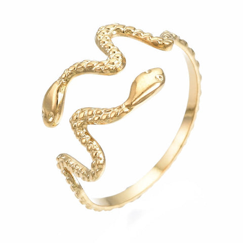 GOLD 304 Stainless Steel Snake Wrap Open Cuff Ring,(17.1mm) 304 Stainless Steel Snake Wrap Open Cuff Ring,(17.1mm)