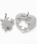 304 Stainless Steel Split Pendant Charm, Heart with Puzzle 304 Stainless Steel Split Pendant Charm, Heart with Puzzle
