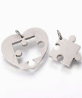 304 Stainless Steel Split Pendant Charm, Heart with Puzzle 304 Stainless Steel Split Pendant Charm, Heart with Puzzle