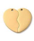 ION GOLD PLATED 304 Stainless Steel Split Pendant Charm, Laser Cut, Heart Charm 304 Stainless Steel Split Pendant Charm, Laser Cut, Heart Charm