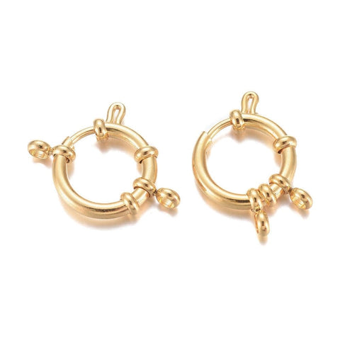24KT.GOLD PLATED 304 Stainless Steel Spring Ring Clasps, Ring, 16mm 304 Stainless Steel Spring Ring Clasps, Ring, 16mm