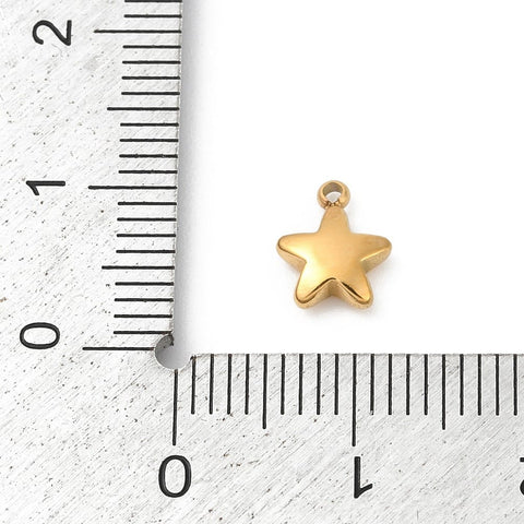 304 Stainless Steel Star Charms – Real 14K Gold Plated, 6.5x8mm 14K Gold Plated Stainless Steel Star Charms | BalzarCrafts