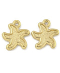 304 Stainless Steel Starfish Charms, Ion Plated, 18K Gold Plated 304 Stainless Steel Starfish Charms, Ion Plated, 18K Gold Plated