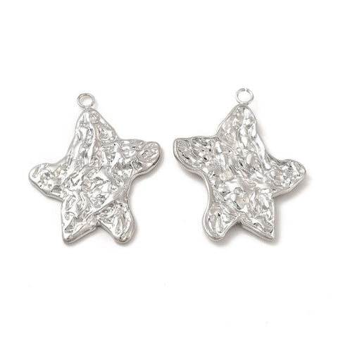 STAINLESS STEEL 304 Stainless Steel Starfish Pendants, Textured, 26x21mm 304 Stainless Steel Starfish Pendants, Textured, 26x21mm