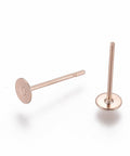 4x0.3mm : pin 0.7mm 304 Stainless Steel Stud Earring Findings, Flat Round, Rose Gold 304 Stainless Steel Stud Earring Findings, Flat Round, Rose Gold