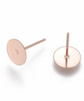 8x0.3mm : pin 0.7mm 304 Stainless Steel Stud Earring Findings, Flat Round, Rose Gold 304 Stainless Steel Stud Earring Findings, Flat Round, Rose Gold