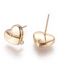 304 Stainless Steel Stud Earring Findings, with Loop, Lucky, Real 18K Gold Plated, 10x11.5mm 304 Stainless Steel Stud Earring Findings, with Loop, Lucky, Real 18K Gold Plated, 10x11.5mm