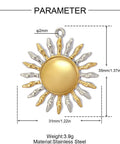 304 Stainless Steel Sun Pendant – Real 18K Gold Plated Two-Tone, 35×31mm 18K Gold Plated Stainless Steel Sun Pendant | 35×31mm