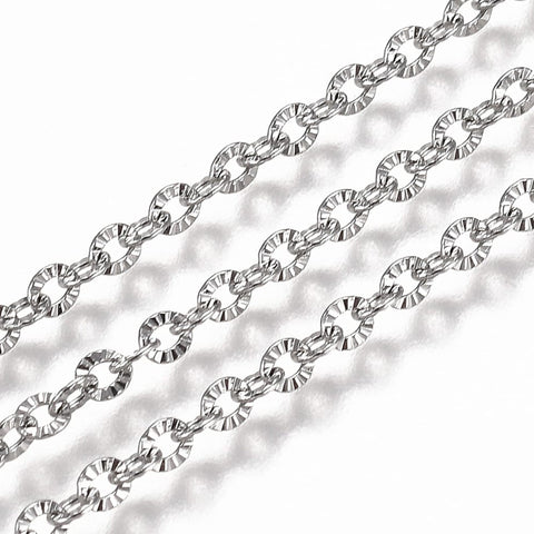 304 Stainless Steel Textured Cable Chain – Tarnish Resistant Soldered Chain 304 Stainless Steel Textured Cable Chain – Tarnish Resistant Soldered Chain