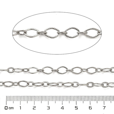 304 Stainless Steel Textured Oval Link Chain – Unwelded Jewellery Chain 304 Stainless Steel Textured Oval Link Chain – Unwelded Jewellery Chain