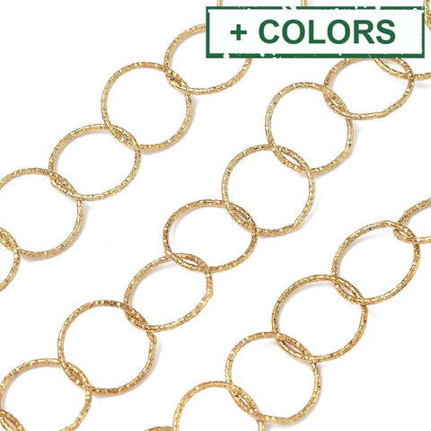304 Stainless Steel Textured Ring Link Chain – Soldered, Link size - 13.5mm 304 Stainless Steel Textured Ring Link Chain – Soldered, Link size - 13.5mm