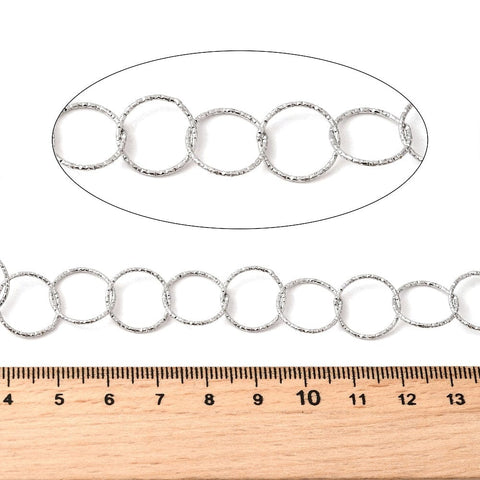STAINLESS STEEL 304 Stainless Steel Textured Ring Link Chain – Soldered, Link size - 13.5mm 304 Stainless Steel Textured Ring Link Chain – Soldered, Link size - 13.5mm