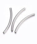 40x3mm / hole 2mm 304 Stainless Steel Tube Beads, Curved 304 Stainless Steel Tube Beads, Curved Tube, Stainless Steel Color Size: about 20mm long, 2mm in diameter, hole: 1.4mm