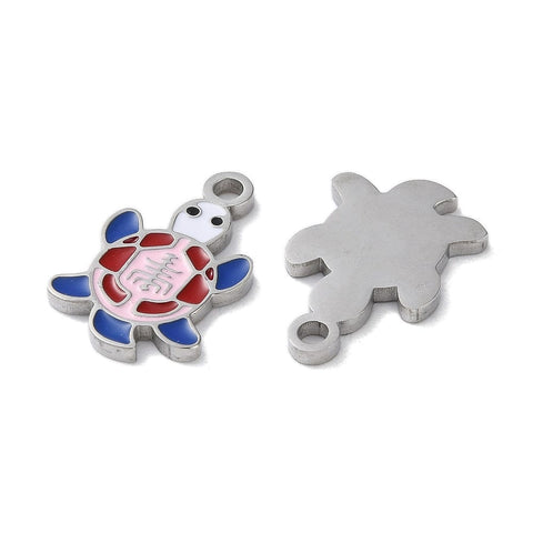 STAINLESS STEEL 304 Stainless Steel Turtle Pendants with Enamel, 11x17mm 304 Stainless Steel Turtle Pendants with Enamel, 11x17mm