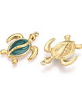ION GOLD PLATED 304 Stainless Steel Turtle Pendants with Enamel, 30x24mm 304 Stainless Steel Turtle Pendants with Enamel, 30x24mm
