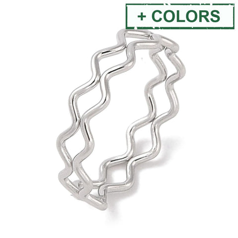 304 Stainless Steel Wave Ring, 17mm 304 Stainless Steel Wave Ring, 17mm | BalzarCrafts