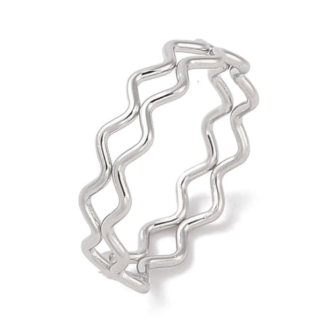 STAINLESS STEEL COLOR 304 Stainless Steel Wave Ring, 17mm 304 Stainless Steel Wave Ring, 17mm | BalzarCrafts