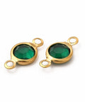 GREEN / ION GOLD PLATED 304 Stainless Steel with Glass Connector Charms, Flat Round Links, 12.5x7x2mm 304 Stainless Steel with Glass Connector Charms, Flat Round Links, 12.5x7x2mm