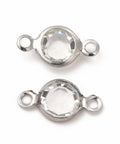 CLEAR 304 Stainless Steel with Glass Connector Charms, Flat Round Links, Clear, 12.5x7x2mm 304 Stainless Steel with Glass Connector Charms, Flat Round Links, Clear, 12.5x7x2mm