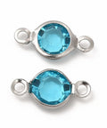 CYAN 304 Stainless Steel with Glass Connector Charms, Flat Round Links, Clear, 12.5x7x2mm 304 Stainless Steel with Glass Connector Charms, Flat Round Links, Clear, 12.5x7x2mm