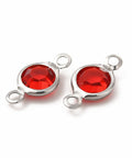RED 304 Stainless Steel with Glass Connector Charms, Flat Round Links, Clear, 12.5x7x2mm 304 Stainless Steel with Glass Connector Charms, Flat Round Links, Clear, 12.5x7x2mm