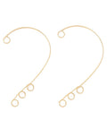 4 LOOPS 316 Stainless Steel Ear Cuff Findings, Climber Wrap Around Non Piercing Earring Findings with 2 Loop, Golden 316 Stainless Steel Ear Cuff Findings, Climber Wrap Around Non Piercing Earring Findings with 2 Loop, Golden