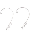 55x36x0.5mm / 4 hoops 316 Stainless Steel Ear Cuff Findings, Climber Wrap Around Non Piercing Earring Findings with loops, Stainless Steel Color 316 Stainless Steel Ear Cuff Findings, Climber Wrap Around Non Piercing Earring Findings with loops, Stainless Steel Color