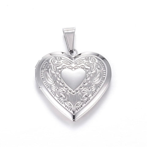 STAINLESS STEEL COLOR 316 Stainless Steel Locket Pendants, Heart 316 Stainless Steel Locket Pendants, Heart