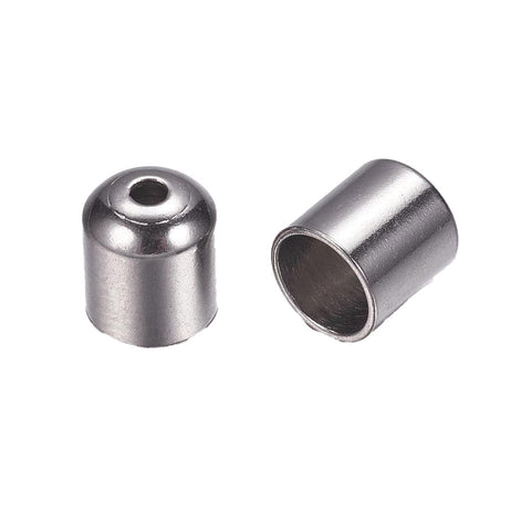 316 Surgical Stainless Steel Cord Ends, End Caps, Column,  7x6mm, Hole: 1mm, 5mm inner 316 Surgical Stainless Steel Cord Ends, End Caps, Column,  7x6mm, Hole: 1mm, 5mm inner