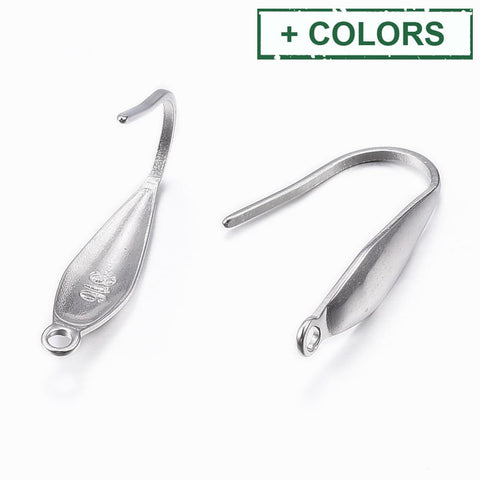 316 Surgical Stainless Steel Earring Hooks 19mm 316 Surgical Stainless Steel Earring Hooks 19mm