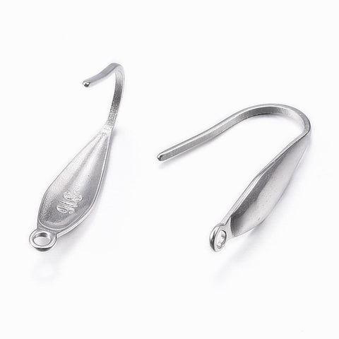 STAINLESS STEEL COLOR 316 Surgical Stainless Steel Earring Hooks 19mm 316 Surgical Stainless Steel Earring Hooks 19mm
