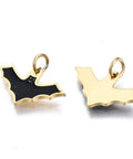 316 Surgical Stainless Steel Enamel Charms, for Halloween, Bat, Real 14K Gold Plated, 9x14.5x1mm 316 Surgical Stainless Steel Enamel Charms, for Halloween, Bat, Real 14K Gold Plated, 9x14.5x1mm