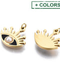 316 Surgical Stainless Steel Enamel Charms, Real 14K Gold Plated, Eye, Pale Turquoise 11x14mm 316 Surgical Stainless Steel Enamel Charms, Real 14K Gold Plated, Eye, Pale Turquoise 11x14mm