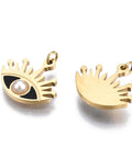BLACK 316 Surgical Stainless Steel Enamel Charms, Real 14K Gold Plated, Eye, Pale Turquoise 11x14mm 316 Surgical Stainless Steel Enamel Charms, Real 14K Gold Plated, Eye, Pale Turquoise 11x14mm