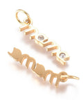316 Surgical Stainless Steel Pendants, with Cubic Zirconia, Word Mama, for Mother's Day, Clear, Real 18K Gold Plated 4.5x17mm 316 Surgical Stainless Steel Pendants, with Cubic Zirconia, Word Mama, for Mother's Day, Clear, Real 18K Gold Plated 4.5x17mm