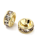 316 Surgical Stainless Steel Rhinestone Spacer Beads 6.5mm, Ion 18k Gold Plated 316 Surgical Stainless Steel Rhinestone Spacer Beads 6.5mm, Ion 18k Gold Plated