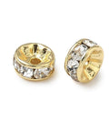 316 Surgical Stainless Steel Rhinestone Spacer Beads, Flat Round, Ion Plated 8mm 316 Surgical Stainless Steel Rhinestone Spacer Beads, Flat Round, Ion Plated 8mm