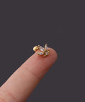 FLOWER 2 316L Stainless Steel Micro Pave Cubic Zirconia Cartilage Earrings 316L Stainless Steel Micro Pave Cubic Zirconia Cartilage Earrings