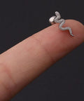SNAKE (STAINLESS STEEL) 316L Stainless Steel Micro Pave Cubic Zirconia Cartilage Earrings 316L Stainless Steel Micro Pave Cubic Zirconia Cartilage Earrings