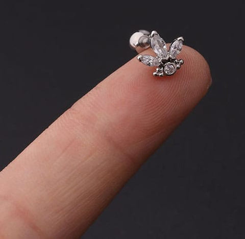 EYE (STAINLESS STEEL) 316L Stainless Steel Micro Pave Cubic Zirconia Cartilage Earrings 316L Stainless Steel Micro Pave Cubic Zirconia Cartilage Earrings