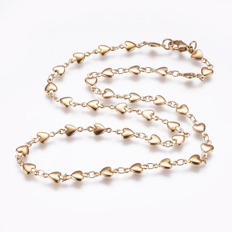 Gold 3pcs. 304 Stainless Steel Chain Necklaces, Heart, 45.5cm 3pcs. 304 Stainless Steel Chain Necklaces, Heart, 45.5cm