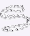 Silver 3pcs. 304 Stainless Steel Chain Necklaces, Heart, 45.5cm 3pcs. 304 Stainless Steel Chain Necklaces, Heart, 45.5cm